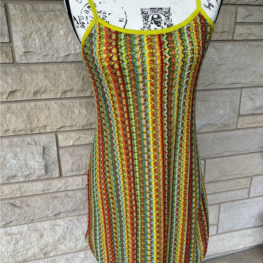 Ericka Brooke knit poly rainbow bodycon dress vintage